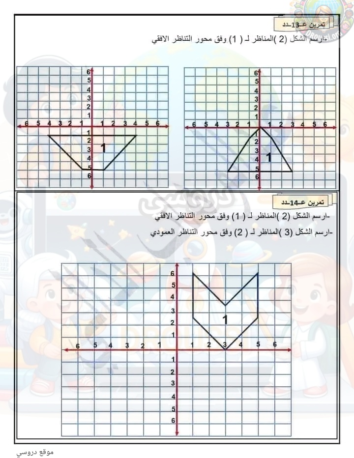 تمارين التناظر المحوري سنة خامسة مع الإصلاح