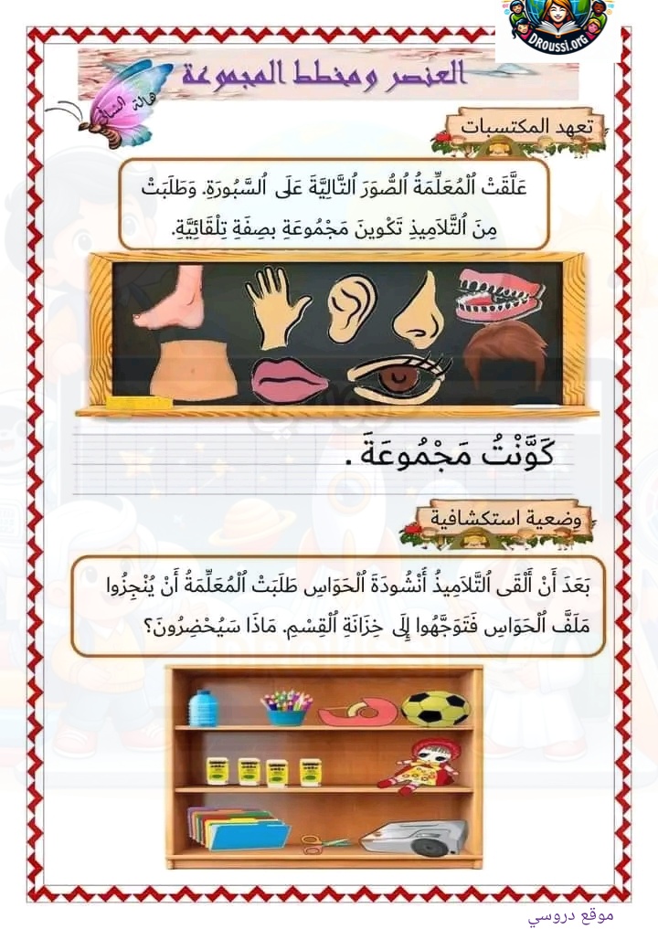 العنصر و مخطط المجموعة سنة اولى