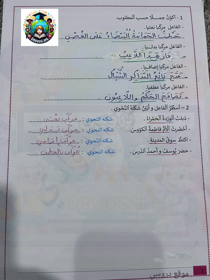 ملخص قواعد لغة سنة رابعة الوحدة الأولى