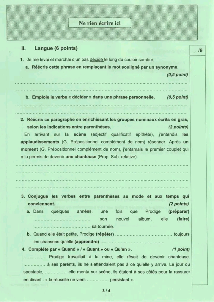 امتحان قواعد لغة فرنسية مناظرة التاسعة أساسي 2026